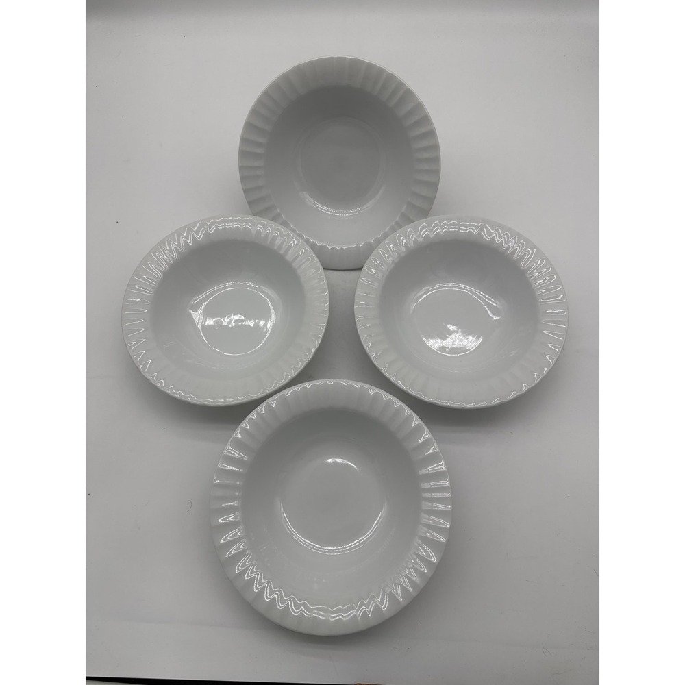 Set 4 Corning Ware Tableware French White‎ Rimmed Soup Bowls 8-1/8" Pasta Salad